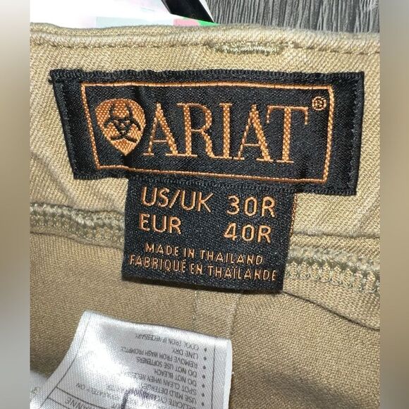 Ariat Size 30R Riding Breeches Pants Side Zip Knee Patch Beige Khaki‎ Equestrian - Picture 9 of 10